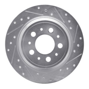 Volvo S80 Brake Rotor (1) - Rear Right - R1 Concepts - Drilled & Slotted - Silver - `99-`09